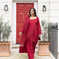 Crimson Raw Silk Shalwar Kameez
