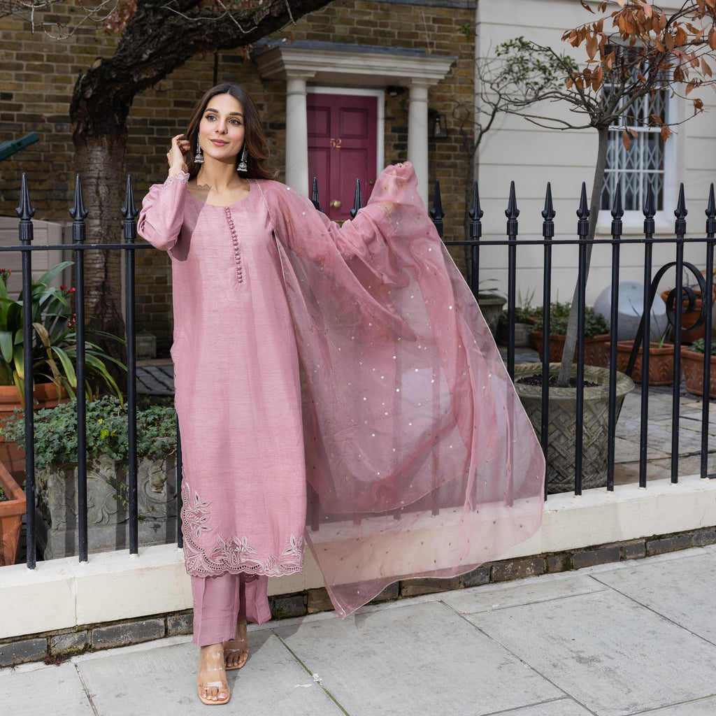 Baby Pink Cutwork 3 Piece